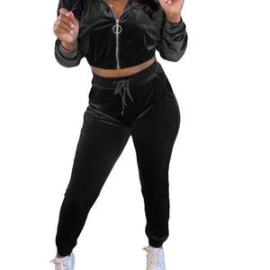 Half Quarter Zip Velour Two Piece Set